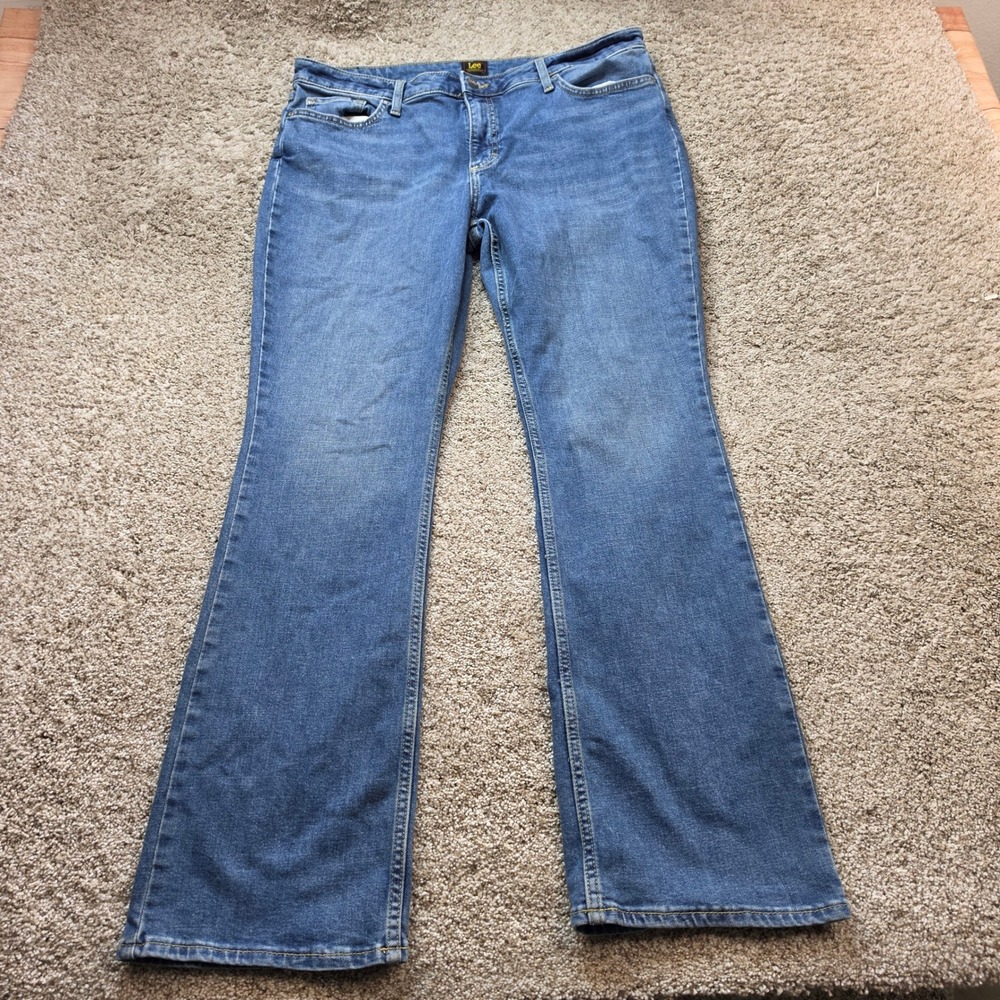 Lee Bootcut Denim Jeans Women 18L Medium Wash Blue Outdoor Casual Preppy Ladies